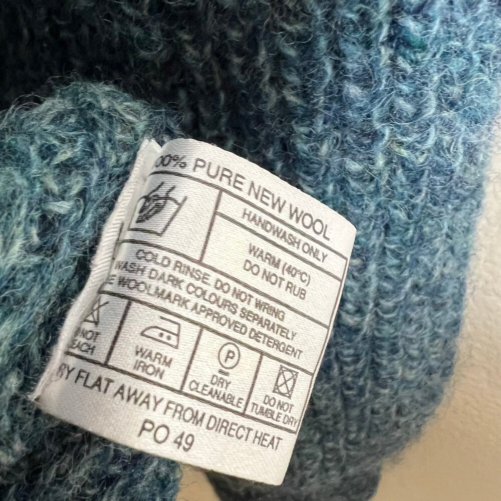 Vtg Antartex Pure Wool Sweater Small Mens Knit Jumper Crew Neck Marled 90s Blue - Picture 6 of 7